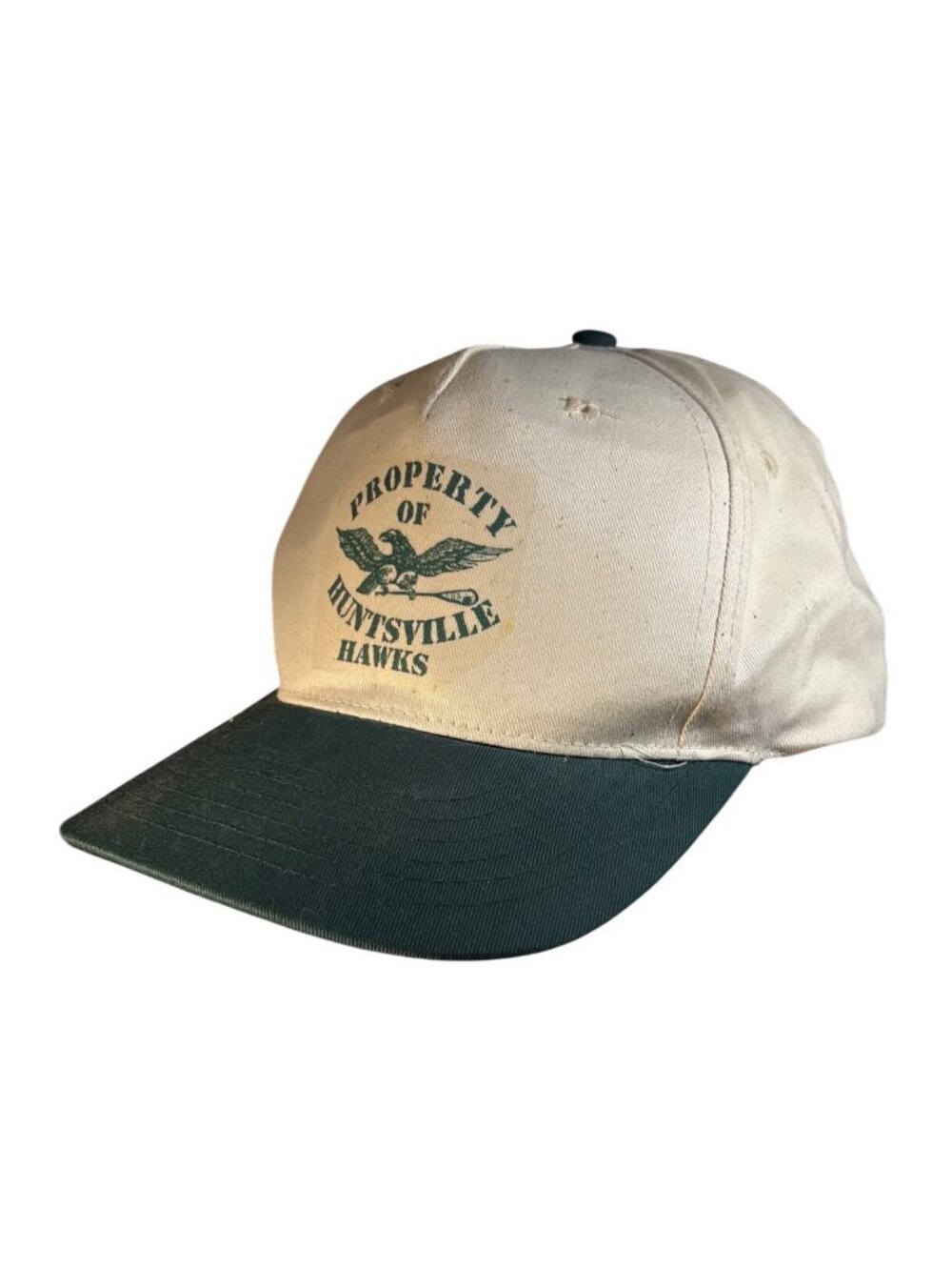 Vintage Huntsville Hawks Hat Lacross Snapback Green & Cream Adjustable Cap